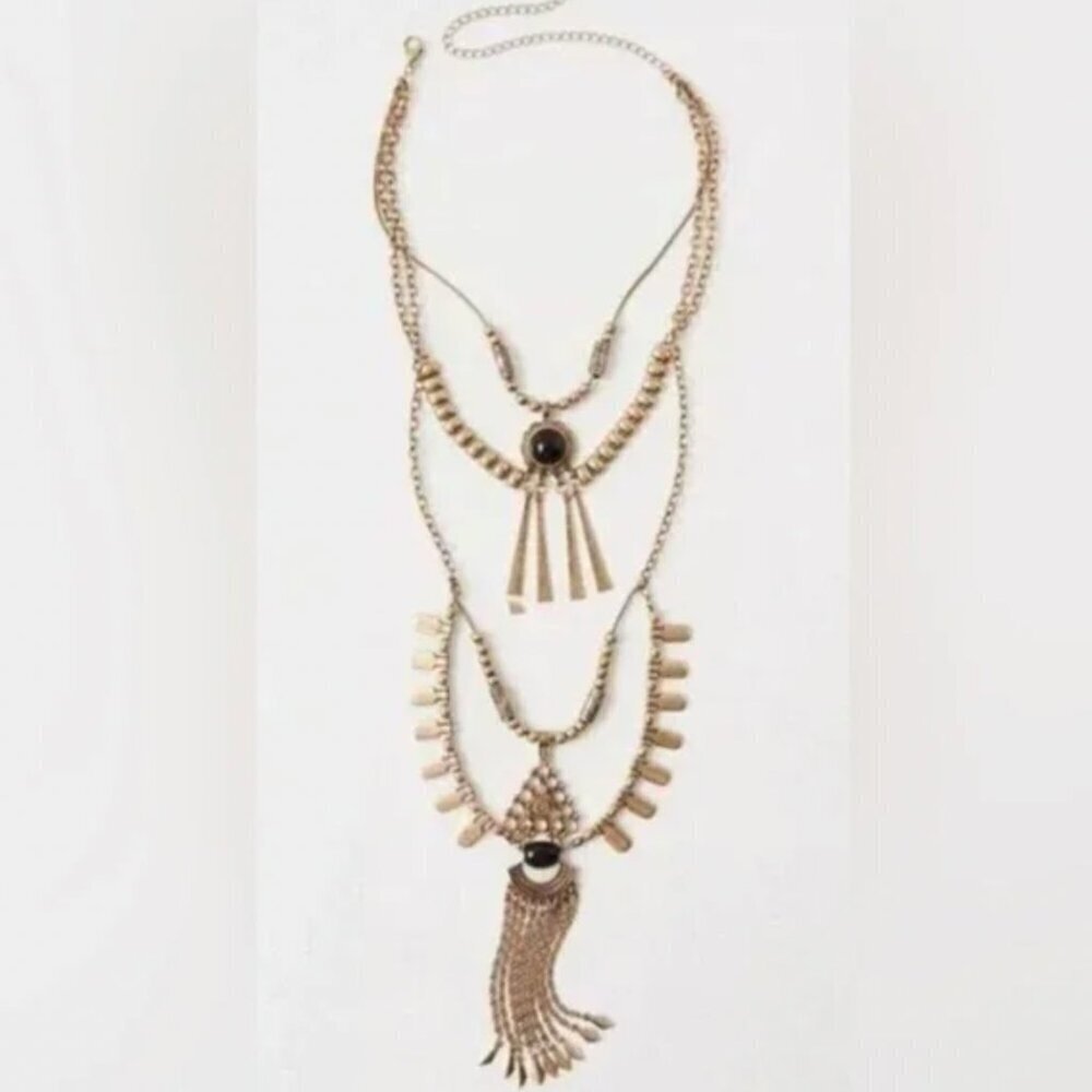 Free People Bring It Home Layered Necklace Gold, NWOT